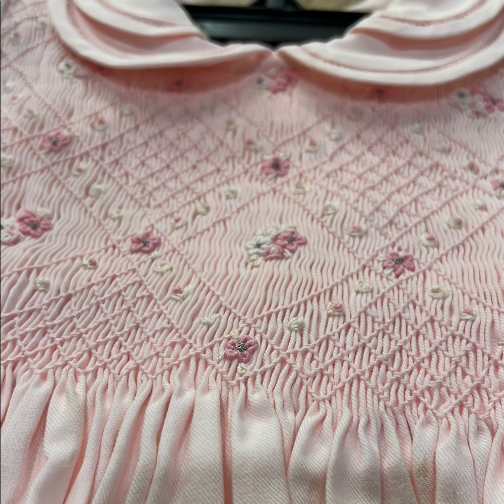 Pink Smocked Girls Dress - Picture 2 of 3